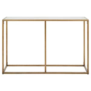 Brynna 12 in. White/Bronze Rectangle Metal Console Table