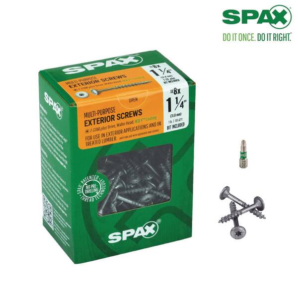 SPAX #8 x 1-1/4 in. Wafer Head T-STAR+ High Corrosion Resistant (HCR-X) Exterior Screw (1 lb.- Box)