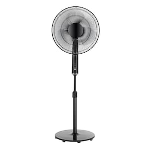16 in. Black AC Pedestal Fan with Remote
