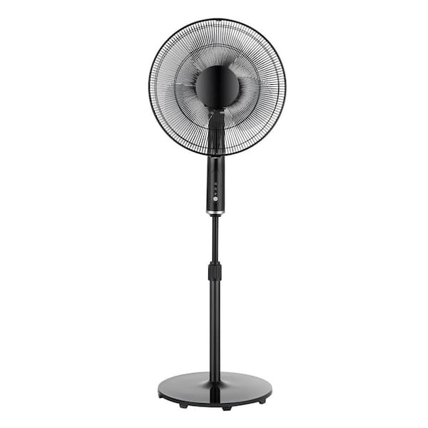 Ecohouzng 16 in. Black AC Pedestal Fan with Remote