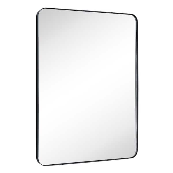TEHOME Kengston 30 in. W x 40 in. H Rectangular Stainless Steel Framed Wall Mounted Bathroom Vanity Mirror in Matt Black