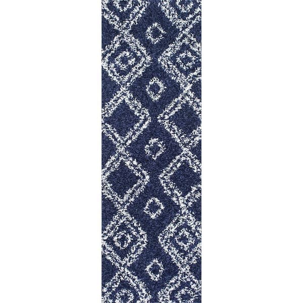 nuLOOM Iola Easy Shag Blue 3 ft. x 8 ft. Runner Rug