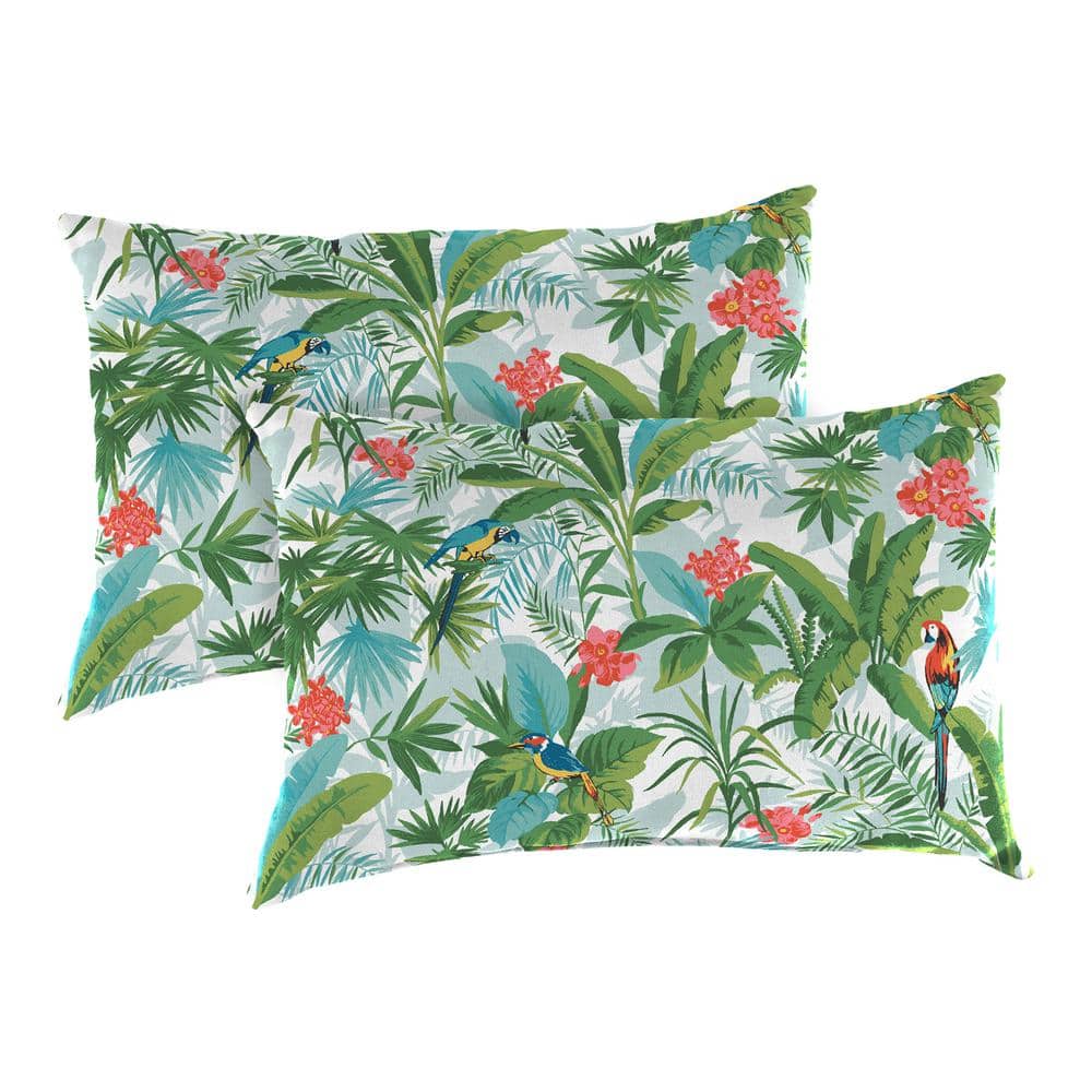 12 in. L x 18 in. W x 4 in. T Rectangular Outdoor Lumbar Pillow in Jabber Clover (2-Pack) price history on PriceWatchPro
