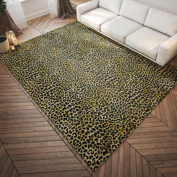 5 X 8 Gold Animal Print Runner Rug