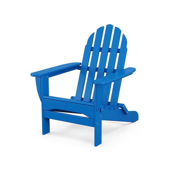 POLYWOOD Classic Pacific Blue Folding Plastic Adirondack Chair