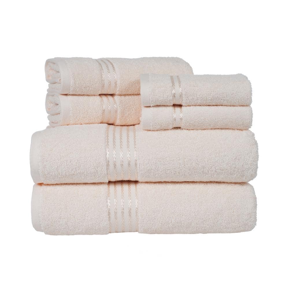 6-Piece Solid Ivory 100% Cotton Bath Towel Set 830795ZZD - The