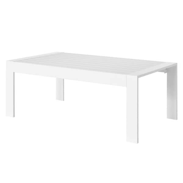 Unbranded White All-Weather Rectangle Aluminum Outdoor Coffee Table