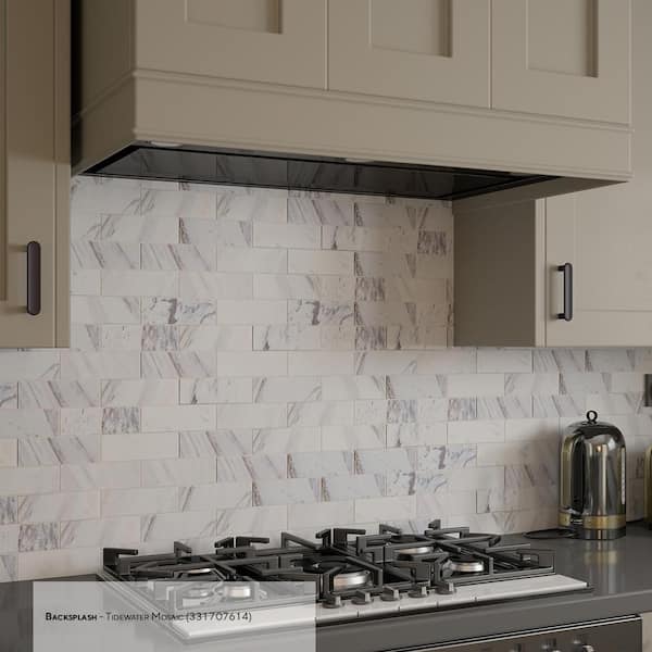 Tidewater 2x6 Volakas White 12 in. x 12 in. Rectangle Honed Marble Wall and Floor Mosaic Tile (9.79 sq. ft./Case)