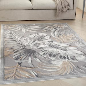 Seaside Grey 5 ft. x 7 ft. Bordered Contemporary Area Rug