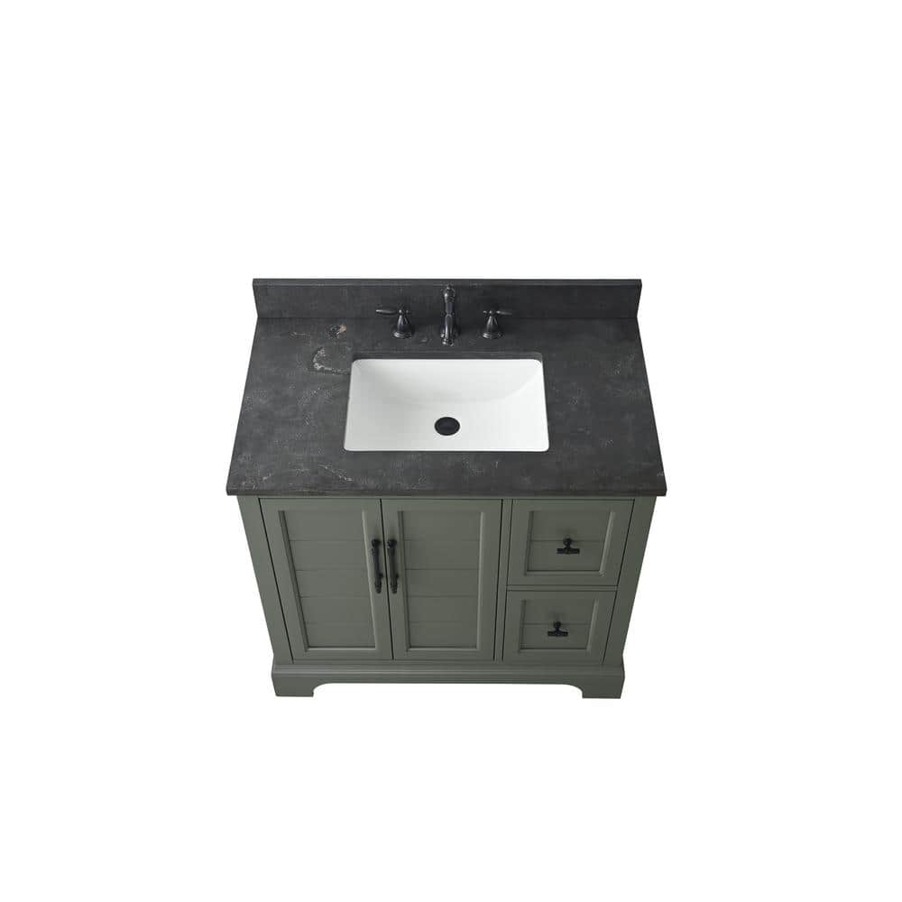 Vintage Green 36" Single Sink Bathroom Vanity with Stone Top