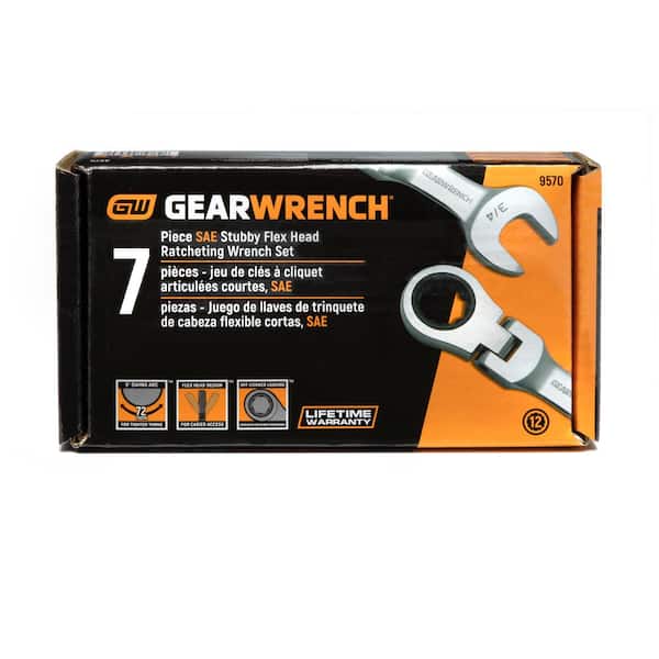 GEARWRENCH SAE 72-Tooth Stubby Flex Head Combination Ratcheting