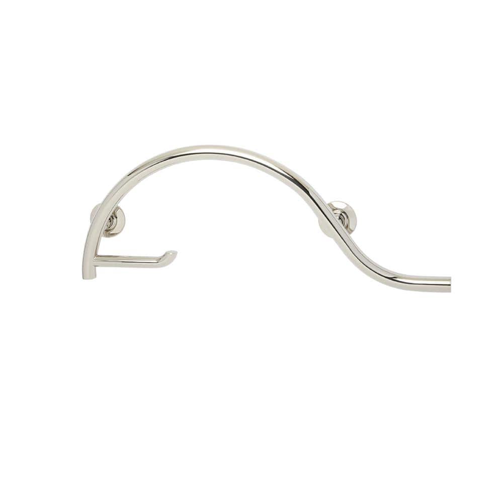 30 in. Lifestyle and Wellness Pismo Curved Shower Grab Bar with Toilet Paper Holder Bar, Right Handed in Polished price history on PriceWatchPro