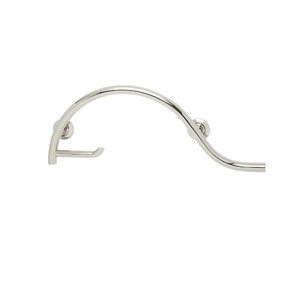 SEACHROME 30 in. Lifestyle and Wellness Pismo Curved Shower Grab Bar with Toilet Paper Holder Bar, Right Handed in Polished
