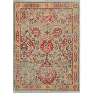 Somerset Light Green 2 ft. x 3 ft. Repeat Medallion Traditional Area Rug