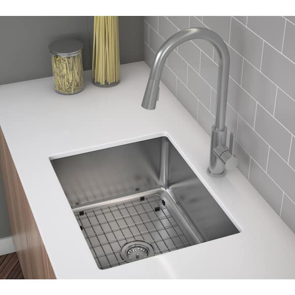 Ancona Valencia Series Dual Mount 25 in. 1-Hole Single Bowl Kitchen Sink in  Satin Stainless Steel with Grid and Strainer AN-3340 The Home Depot