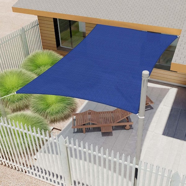 10 ft. x 15 ft. HDPE Sun Shade Sail Rectangle Canopy Shades for Outdoor Patio Pergola, Blockage 95% UV Resistant, Blue