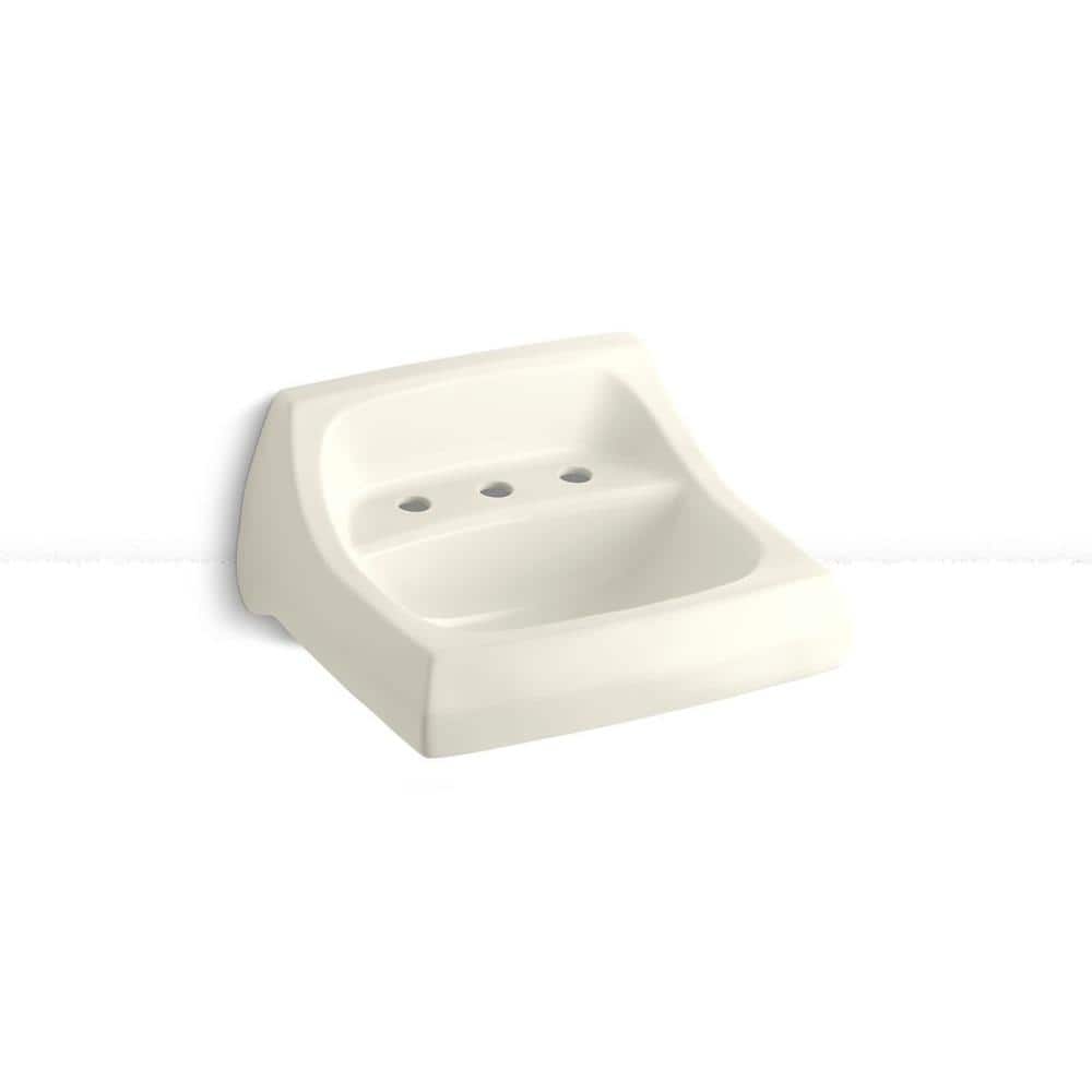 Kingston Wall-Mount Vitreous China Bathroom Sink in Biscuit with Overflow D
