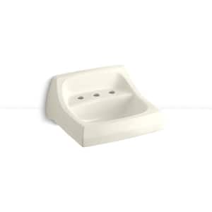 Kingston Wall-Mount Vitreous China Bathroom Sink in Biscuit with Overflow Drain