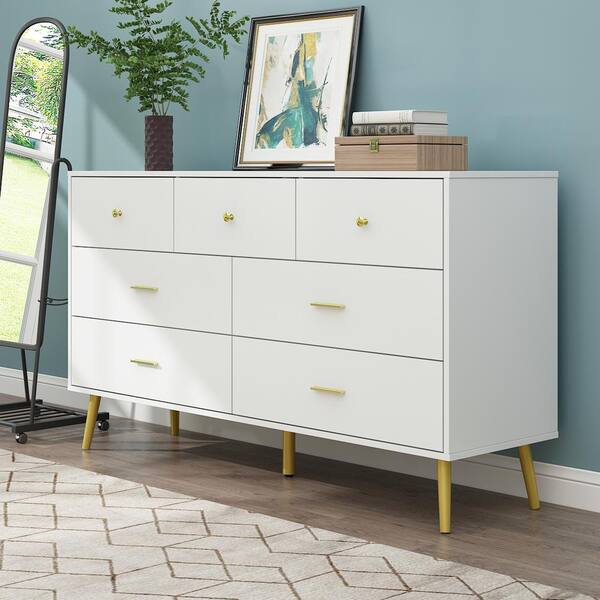 7-Drawer White Chest of Drawers, Storage Cabinet for Makeup, Tall Chest for  Closet and Bedroom(18.9 in. W x 34.5 in. H) SXB007WH - The Home Depot