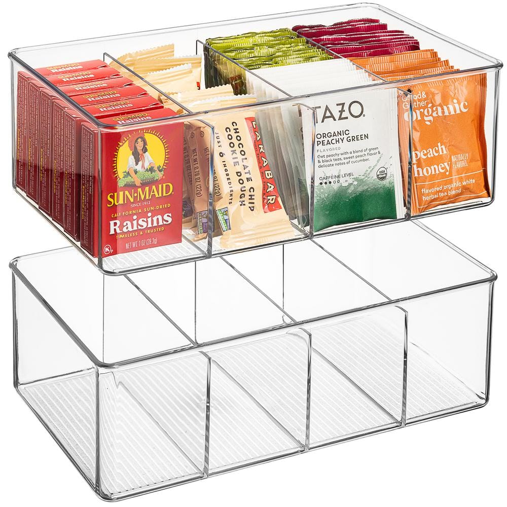 Sorbus Clear Plastic Storage Bins with Dividers
