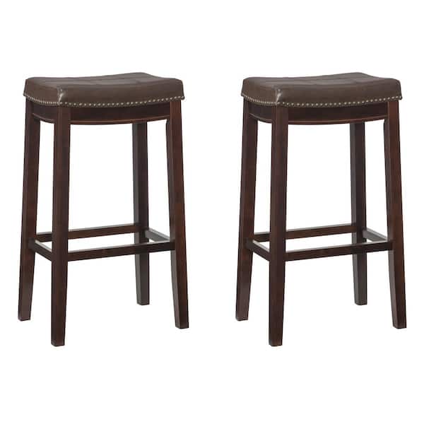 Linon Home Decor Concord 30 in. H Brown Wood frame Backless 2pk Barstool