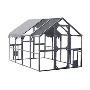 110.5 in. x 74.25 in. x 72.52 in. Outdoor Chicken Coop Metal FenceFarm Poultry Run Hutch Hen House w/ Waterproof Cover