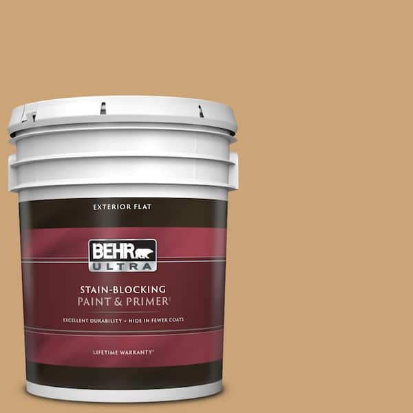BEHR ULTRA 5 gal. Home Decorators Collection #HDC-AC-13 Butter Nut Flat Exterior Paint & Primer
