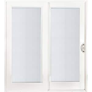 72 in. x 80 in. Smooth White Right-Hand Composite Sliding Patio Door with Built in Blinds