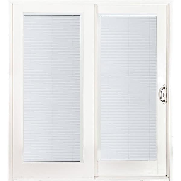 MP Doors 72 in. x 80 in. Smooth White Right-Hand Composite Sliding Patio Door with Built in Blinds