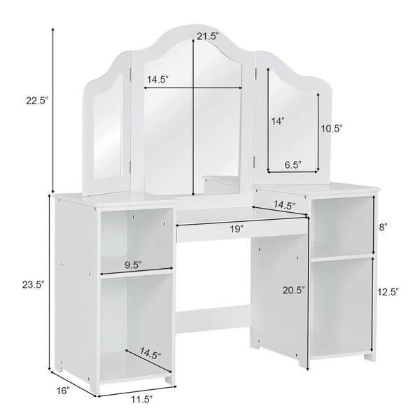 Forclover White Kids Vanity Table With, Kids White Vanity