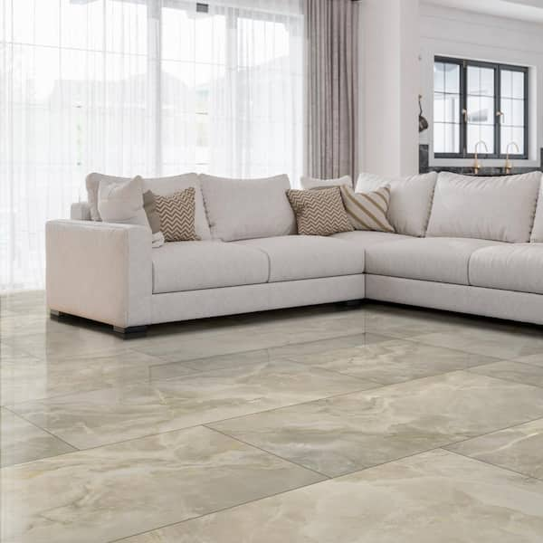 MSI Aura Almond 24 in. x 48 in. Polished Porcelain Floor and Wall