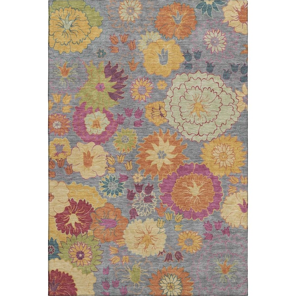 Mayfield Premium Machine Washable Abstract AMF2293 Gray 10 ft. x 14 ft. Area Rug