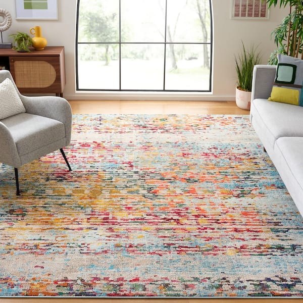 Monaco 8 ft. x 10 ft. Gray/Multi Distressed Marble Area Rug