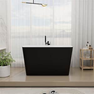 47 in.L x 27.55 in.W Japanese Soaking Acrylic Freestanding Flatbottom Bathtub Right Drain with cUPC Certified in Black