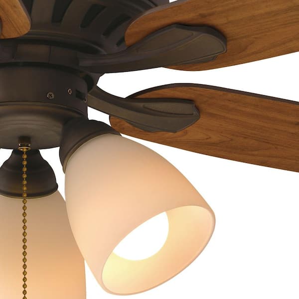 52 in LED Oil Rubbed Bronze Ceiling Fan With Light Kit Hampton Bay Rockport 