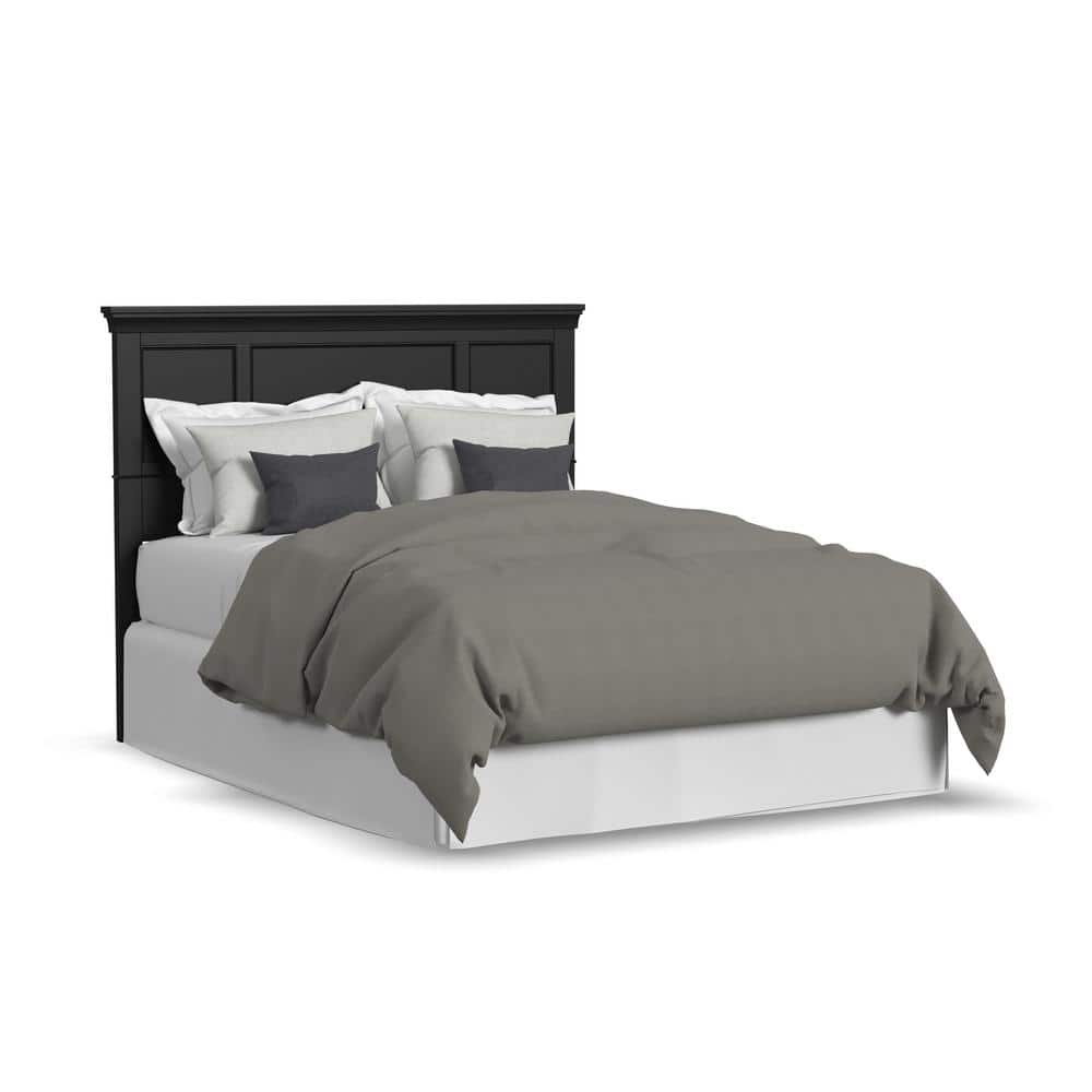 Ebony Queen Wood Headboard with Raised Panels