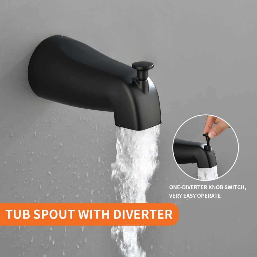 Matte Black Brass Wall Mounted Rain Handheld Shower System