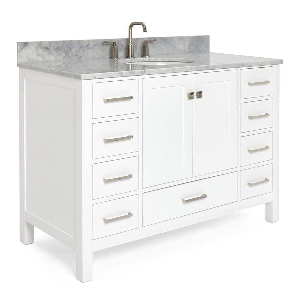 Cambridge 49" White Marble Top Single Bathroom Vanity