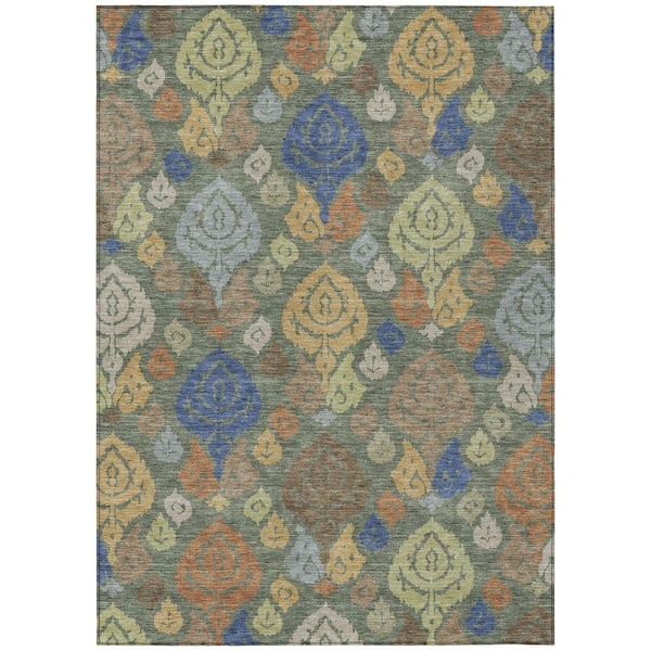 Chantille Machine Washable Indoor/Outdoor Abstract ACN2460 Basil 8 ft. x 10 ft. Area Rug