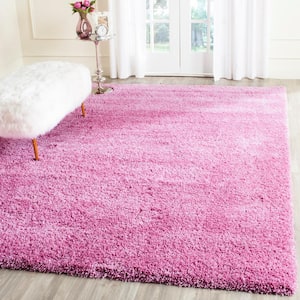 California Shag Pink 7 ft. x 7 ft. Square Solid Area Rug