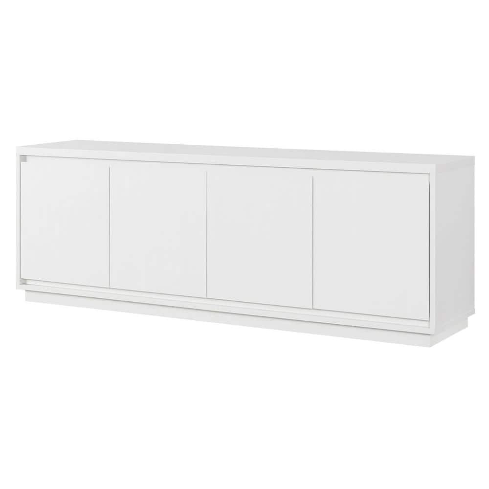White Rectangular TV Stand with Cabinets for 75" TVs