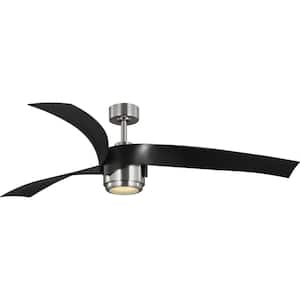 Insigna 60 in. Indoor/Outdoor Integrated LED Brushed Nickel Contemporary Ceiling Fan with Remote for Living Room