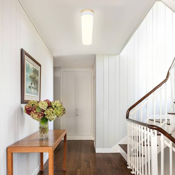 HUOKU Lumin 1-Light 37.4 in.W Matte White Integrated LED Flush