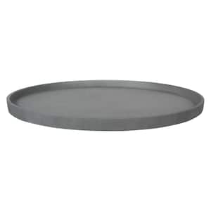 Large 22 in. Dia Gray Fiberstone Indoor Outdoor Round Saucer for Planter