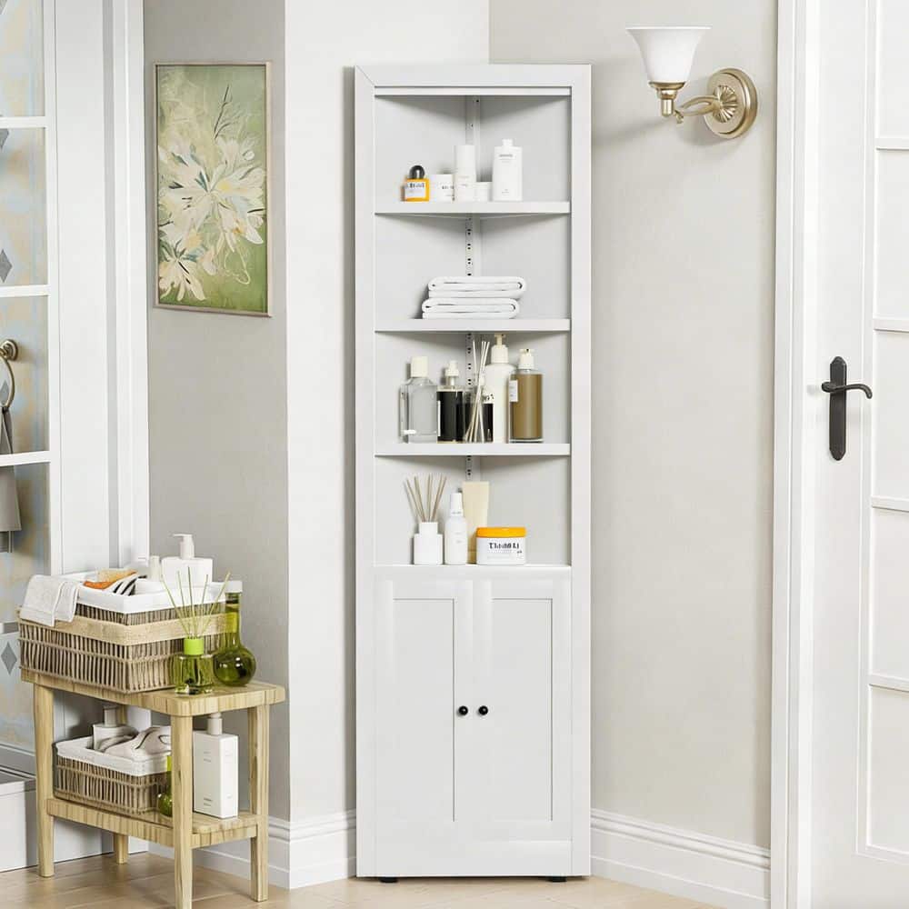 White 70.9 in. H Corner Storage Cabinet 5-Tier Metal Freestanding Kitchen Storage Cabinet with Adjustable Shelves price history on PriceWatchPro