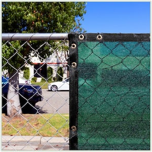 4 ft. x 10 ft. Green Privacy Fence Screen Mesh Fabric Cover Windscreen with Reinforced Grommets for Garden Fence