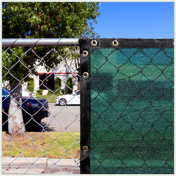 4 ft. x 12 ft. Green Privacy Fence Screen Mesh Fabric Cover Windscreen with Reinforced Grommets for Garden Fence