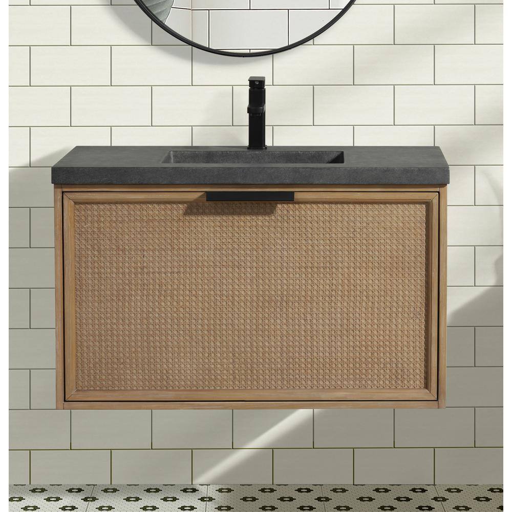 36'' Weathered Fir and Concrete Floating Bathroom Vanity