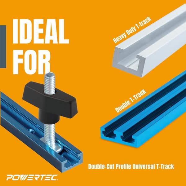 POWERTEC 32 in. Dual Track Rail Aluminum Combo T-Track and Miter Track for  Woodworking 71359 - The Home Depot