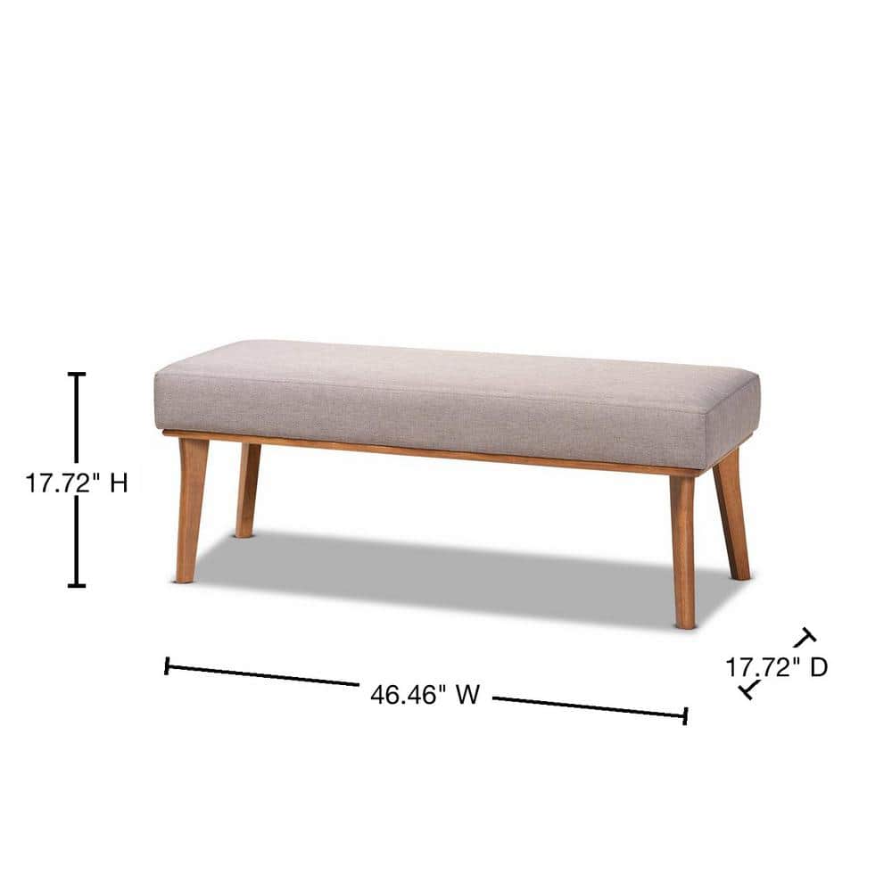 Odessa 47'' Walnut Brown Mid-Century Modern Upholstered Dining Bench